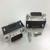 110 series High-Density-D-subminiatur-Connector with Dip-Solder Contact 90° R. A. Economy type with stamped contacts